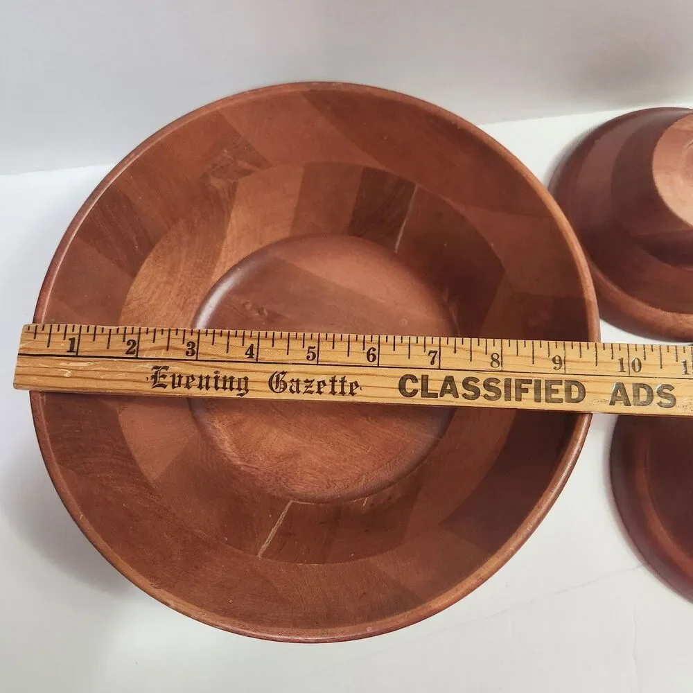 Vintage Wooden Teak Salad Bowls 3 Piece Set ( 1)-9.5